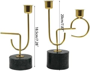 Bougeoirs décoratifs de mariage de table bon marché au design moderne Bougeoir de luxe en métal noir et or - Product Image 1