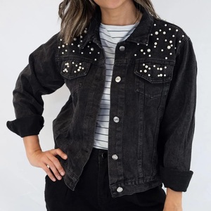 Chaqueta vaquera de lavado ácido para mujer a la moda, ropa de abrigo informal ajustada desgastada, regalo de fiesta de boda para ella - Product Image 1