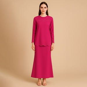 ชุดแฟชั่นแขนยาว Baju kurung abayas ชุดแฟชั่น2025ทันสมัยสำหรับผู้หญิงมุสลิมเสื้อคุรุงผ้าโพลีเอสเตอร์ขนาดใหญ่พิเศษ - Product Image 3