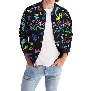 แจ็คเก็ตบอมเบอร์ผ้าแคนวาสปักลายแบบสั่งทำพิเศษสำหรับผู้ชาย คอตั้ง สไตล์ไฮสตรีท สำหรับฤดูหนาว รับทำโลโก้ OEM แจ็คเก็ตเลตเตอร์แมนผ้าซาตินแบบยูนิเซ็กซ์ - Product Image 5