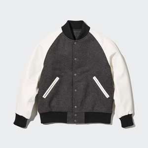 Blouson universitaire de baseball pour homme 2024, style Letterman, hiver, avec col montant en laine - Product Image 1