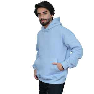 No Import Duty American Cotton Light Blue Pullover Hoodie para hombres Soft Fleece Personalizable Streetwear Warm Casual Sudadera USA - Product Image 5