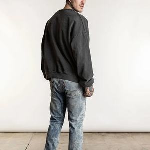 Sudadera de algodón de peso pesado personalizada OEM a medida para hombre, jersey de gran tamaño, cuello redondo, ropa informal bordada para el invierno, lo último - Product Image 3