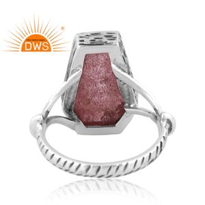 Best Selling <b>Oxidized</b> Sterling Silver Natural Strawberry Quartz Gemstone Statement Ring Custom Jewelry Manufacturer - Product Image 4