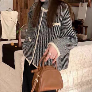 เสื้อแจ็กเก็ตถักลายทแยงลำลองสำหรับผู้หญิงเสื้อโค้ทเสื้อถักกระดุมแถวเดียวสำหรับฤดูใบไม้ร่วงและฤดูหนาว - Product Image 3