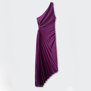 Vestidos da sera <span class=keywords><strong>Chic</strong></span> da donna abito con orlo asimmetrico senza maniche elegante monospalla lunghi abiti plissettati - Product Image 6
