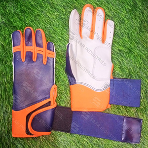 100% gants de frappeur de baseball doux professionnels en cuir véritable noir bébé bleu rose vif longue manchette conception ambidextre - Product Image 6