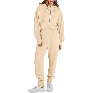 ที่กําหนดเองคู่กีฬาฤดูหนาวว่างเปล่าJogger U NisexธรรมดาHoody 2ชิ้นผู้หญิงผ้าฝ้ายธรรมดาเหงื่อสูทขนแกะTracksuit - Product Image 5