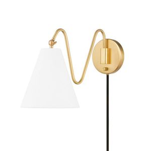 Lampe murale contemporaine en métal et tissu avec forme géométrique, construction durable, installation facile pour l'éclairage du salon - Product Image 1