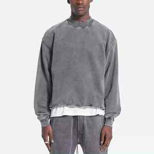 Nouveauté acide lavé en détresse hommes survêtement ensemble 100% Top qualité respirant tissu haute rue porter en plein air hommes survêtement - Product Image 5