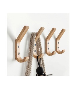 Ganchos de madera para abrigos, ganchos de pared Vintage decorativos de madera de roble Natural, organizador de ganchos de pared de alta resistencia - Product Image 1