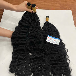 ¡MEJOR VENDEDOR! Cabello humano vietnamita crudo 100% en estilos naturales y súper ondulados Fuzz Curly Bulk Black Color - Product Image 4