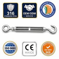 Tourniquet en acier inoxydable 316 DIN1480, crochet de 6 mm, vis de gréement, tendeur de corde, accessoires de bateau, kayak, yacht