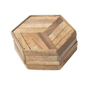 ชุดจานรองแก้วไม้ทรงกลมสำหรับตกแต่งบาร์4ชิ้นสำหรับถ้วยทรงกลม - Product Image 1