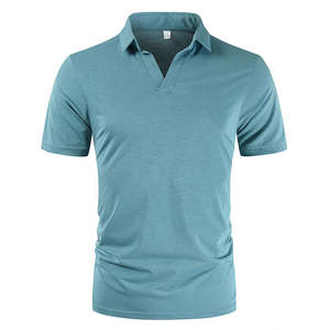 Venta al por mayor 220gsm 100% algodón de los hombres para la camisa antiarrugas sólido de secado rápido de manga corta de punto camisa de golf - Product Image 6