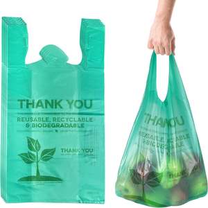 Vente en gros T-shirt biodégradable OXO- PLA transparent personnalisé en plastique pour faire du shopping - Product Image 1