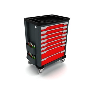 8 <b>Drawer</b> <b>Tool</b> Cabinet Rolling Cart Red Black Industrial Style 4 Wheels Storage Workshop Trolley - Product Image 4