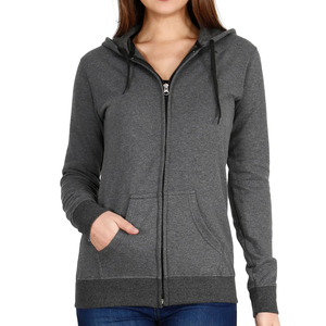 เสื้อสเวตเชิ้ตมีซิปสำหรับผู้หญิงผ้าคอตตอนคอมเปอร์แบบถักมีฮู้ดป้องกันการหดตัวแบบลำลอง - Product Image 2