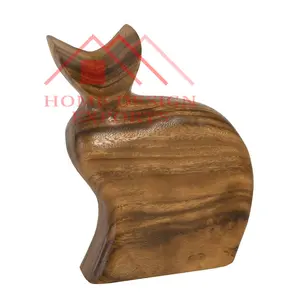 Sculpture de chat en bois faite à la main pour dessus de table best-seller