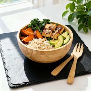 Ensemble de bols à salade en bois de bambou écologique MULTI CRAFT, impression UV, style Saint-Valentin, pour usage promotionnel, alimentaire - Product Image 5