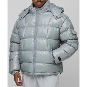 Veste d'hiver à bulles pour hommes, manteau chaud en peluche avec capuche, veste d'extérieur légère en duvet - Product Image 4