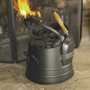 Cubo de carbón de hierro antiguo para almacenar cenizas de chimenea con acabado antiguo y mango de agarre cómodo - Product Image 5