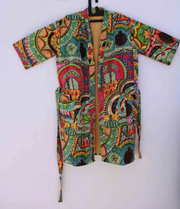 Robe de chambre longue en coton indien Kantha faite à la main, veste, peignoir, tenue de plage pour le printemps et l'été, robe Kantha cousue à la main - Product Image 1