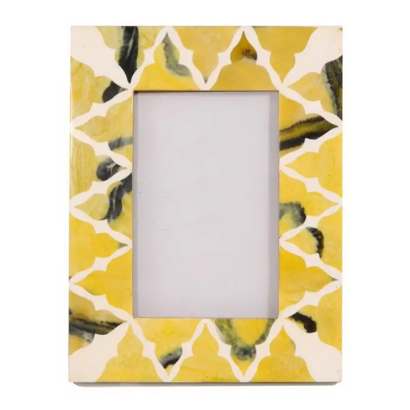 Dessus de table à la mode cadre de miroir photo rectangulaire en bois cadre photo orné bordure esthétique couleur jaune