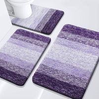 Ensemble de tapis de salle de bain Arotive en microfibre rayée antidérapante à 3 pièces, extra doux, absorbant, lavable en machine, rectangulaire en forme de U