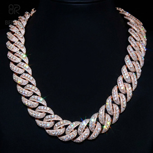 สร้อยคอคิวบาลิงค์แบบฮิปฮอปประดับเพชรโมอิสซาไนต์  งานโรงงานเคลือบทอง 18K เงินแท้ 925  เครื่องประดับผู้ชายสุดหรู - Product Image 1