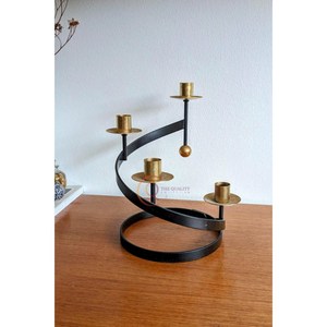 Unique Black Decorative Metal Candelabra <b>Holder</b> with Candle Jar for Christmas Parties and Wedding Tabletop Decorations - Product Image 1