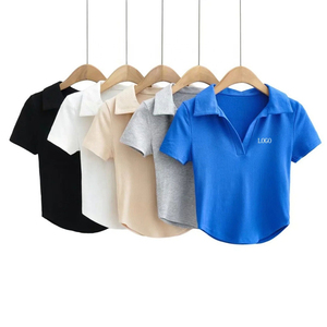 OEM Custom Logo Women's Golf for Shirts Breathable Casual Knitted Jersey Short Sleeve - Product Image 2