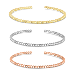 Véritable or jaune 18 carats or rose et bracelet en argent sterling 925 pour bijoux de mode pour femmes Bracelet manchette en perles brillantes - Product Image 1