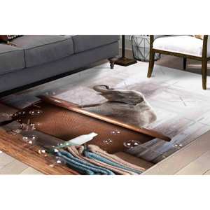 พรมลายช้างในอ่างอาบน้ำ พรมตกแต่งลายสัตว์ พรมพิมพ์ลายขนสัตว์แบบแพทช์เวิร์ค ด้านหลังทำจากยางลาเท็กซ์ เป็นมิตรกับสิ่งแวดล้อม พรมหนาปานกลาง - Product Image 3