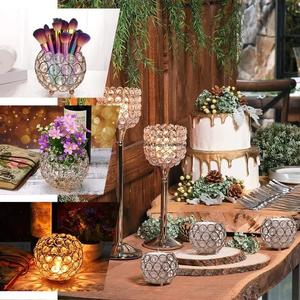 Bougeoir votif rond en cristal/métal le plus vendu pour les événements et les mariages décor de table bougie votive en or Rose - Product Image 3