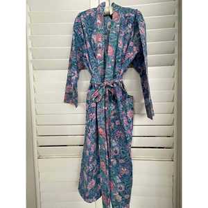 Morning Peace KIMONO Bath Robe Soft Woven <b>Dressing</b> <b>Gown</b> <b>Buttoned</b> Drawstring Closure One Fits All for Spring Families Bridesmaid - Product Image 2