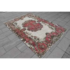 พรมตุรกีโบราณขนาดใหญ่ 6x8.2 ฟุต (184x251 ซม.) พรมขอบสีแดง - Product Image 2