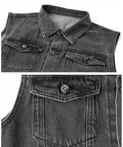 Chaleco Vaquero sin Mangas para Hombre, de Algodón Lavado, con Botones al Frente, Informal, Transpirable, Ligero, para Otoño, Color Sólido - Product Image 2