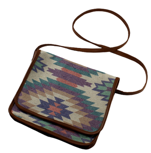 Sac à bandoulière/pochette en coton tissé artisanal pour femme, style mode, imprimé Dhurry/Kelim multicolore, idéal pour les fêtes, couleur camel, vente en gros - Product Image 2