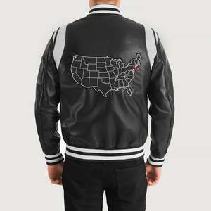 Veste universitaire vintage Liberte New Jersey en cuir de mouton noir, taille XS, imperméable, motif brodé, style automne - Product Image 5