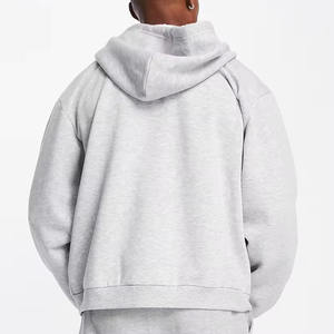 Sweat à capuche zippé pour homme en coton épais de haute qualité, grande taille, très vendu, couleur unie, épaules tombantes, coupe oversize, hiver, séchage rapide - Product Image 5