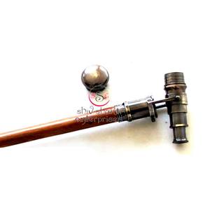 Poignée de conception de télescope antique en laiton bâton de marche en bois brun pour la randonnée et le camping article cadeau avec prix de gros - Product Image 1