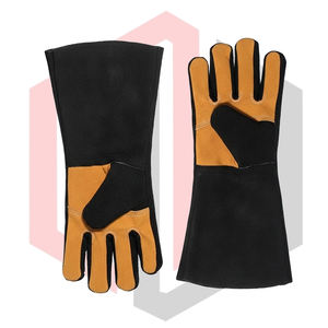 Chrome Leather <b>Welding</b> Gloves Black Protection Anti-Static Mig Tig <b>Stick</b> BBQ Grill Fireplace Tear-Resistant 11 oz Knit Wrist - Product Image 4