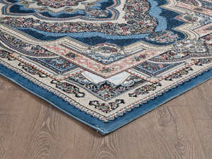 Alfombra turca de lujo hecha a máquina, color azul Shiraz, premium para sala de estar, del fabricante de Gaziantep. - Product Image 3
