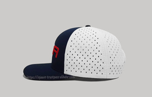 Sombreros de camionero de EE. UU. con logotipo bordado en 3D con agujero cortado con láser Cierre ajustable Gorras deportivas de tela de algodón de 6 paneles - Product Image 3