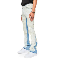 Vente chaude hommes détresse trou Flare Fit homme pantalon avec blanc bleu Denim pantalons de survêtement personnalisé grande taille hommes jeans