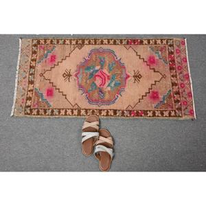 Vintage marrón Rosa 1,8X3,7 pies área grande alfombra turca lana algas marinas Material látex abstracto Rectangular pasillo diseño habitación alfombra - Product Image 5