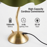 Lampe de table créative en forme de feuille de lotus, LED rechargeable sans fil, lumière d'ambiance pour chambre à coucher, café, restaurant