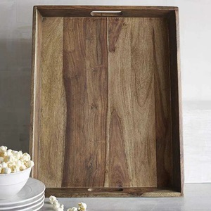 ถาดเสิร์ฟทำจากไม้ทรงสี่เหลี่ยมผืนผ้าพร้อมที่จับสำหรับงานแต่งงานที่บ้านร้านอาหารอุปกรณ์เสิร์ฟอาหารและเครื่องดื่ม - Product Image 4