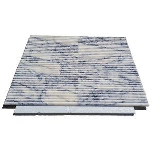 Carrelage en calcite rainurée lilas, finition polie, avec veines grises, design moderne pour décoration murale ou de comptoir - Product Image 5